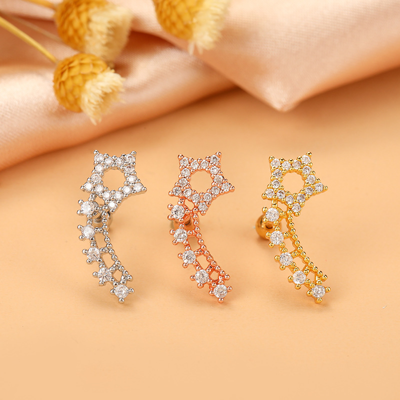 Style Ethnique Star Métal Placage Zircon Boucles D'oreilles 1 Pièce display picture 11