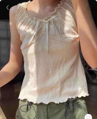 BM style, stunning pure lust beige bow lace lace-up bm vest for women