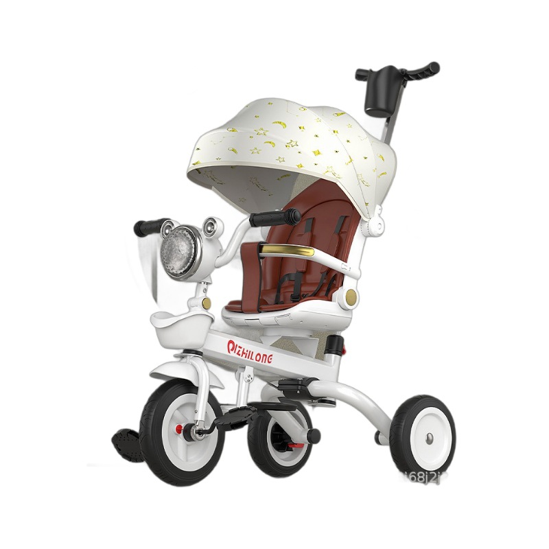 Spot al por mayor triciclo para niños multifunción plegable para bebés y niños pequeños pueden sentarse y acostarse música cochecito bicicleta