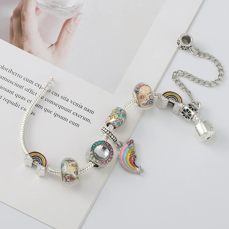 Летняя радужная серебряная bracelet, аксессуар
