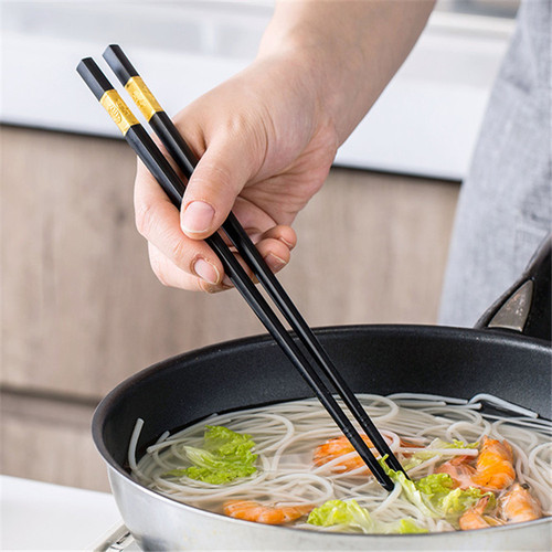 Chopsticks for household hotel high temperature resistant tableware chopsticks household non-slip high-grade alloy chopsticks 10 pairs gift