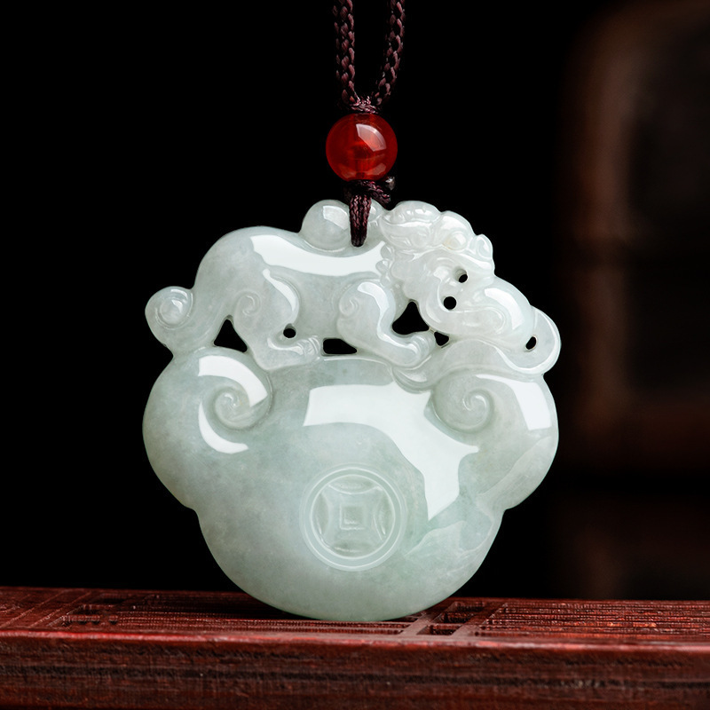 Natural Burmese A-Grade Jadeite Money Ruyi Pixiu Jade Pendant Fashion High-End Pendant Men and Women Wholesale