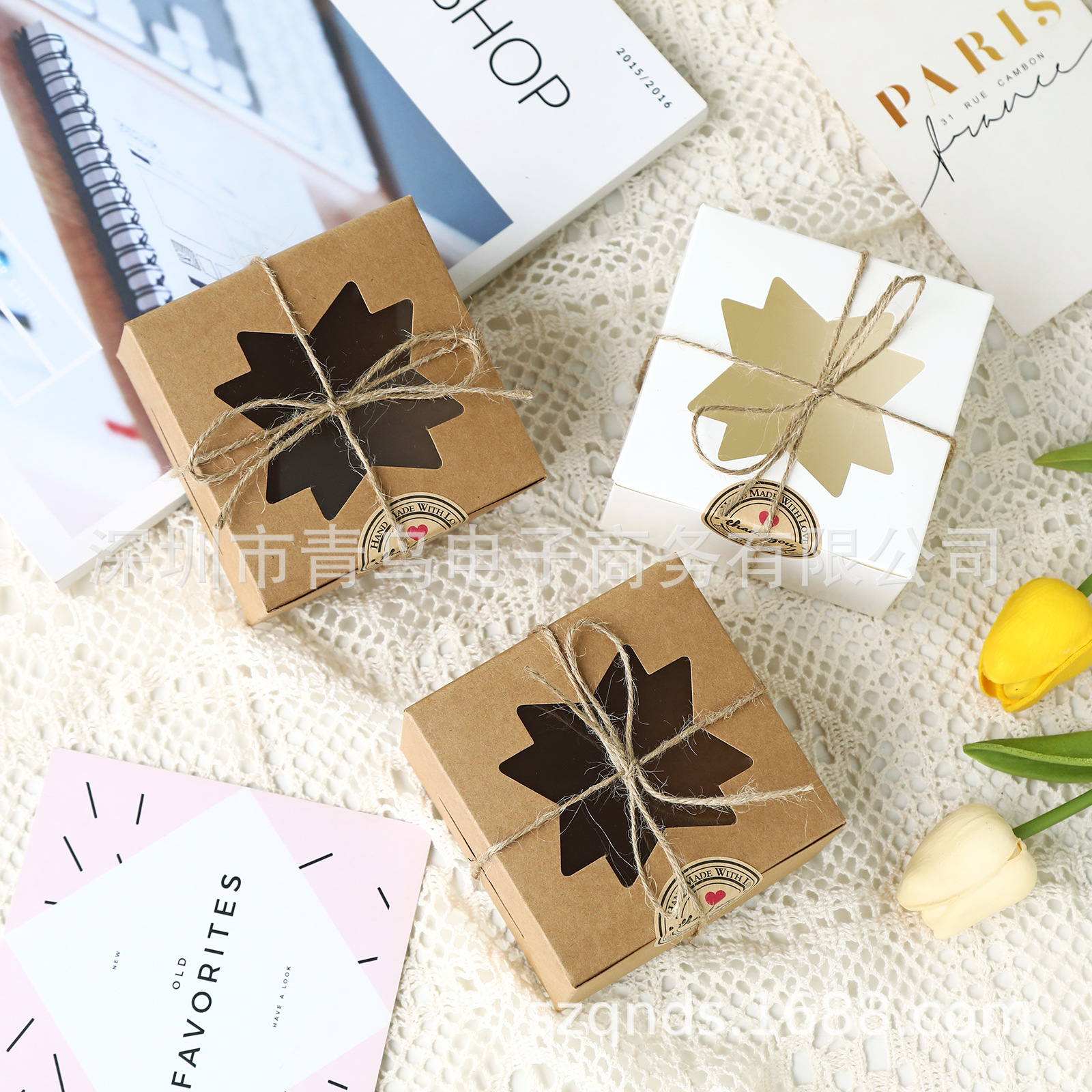 牛皮纸开窗蛋糕包装盒 马芬饼干盒子披萨外卖包装烘焙烧饼 飞机盒