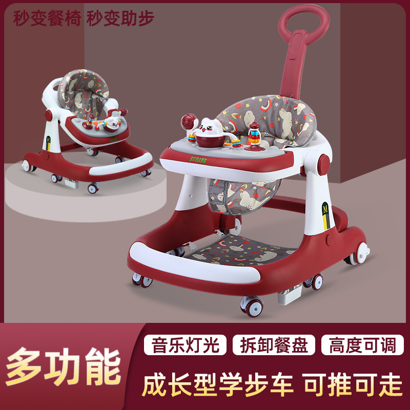 Andador para bebés cuidadosamente seleccionado para bebés varones y mujeres, antivuelco multifuncional, 7-18 meses, niños y niñas pueden sentarse y empujar, los niños pueden empujar
