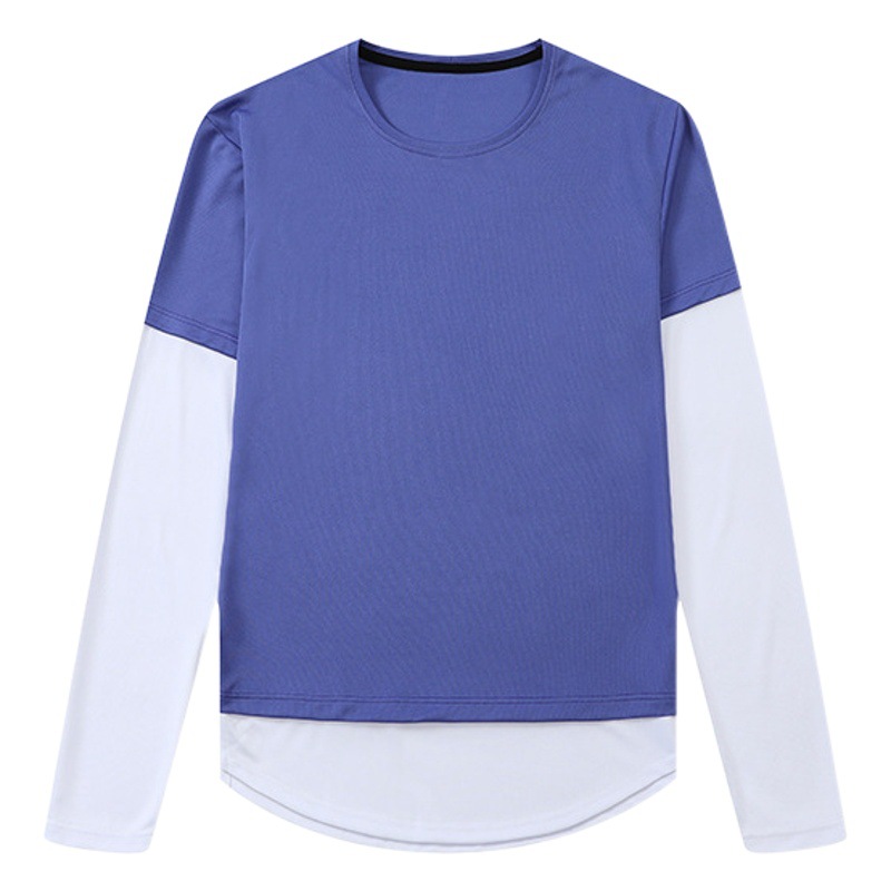 Deportes al aire libre de los hombres Camiseta de manga larga nueva costura de moda fitness correr tiro ropa cuello redondo medias de secado rápido de los hombres