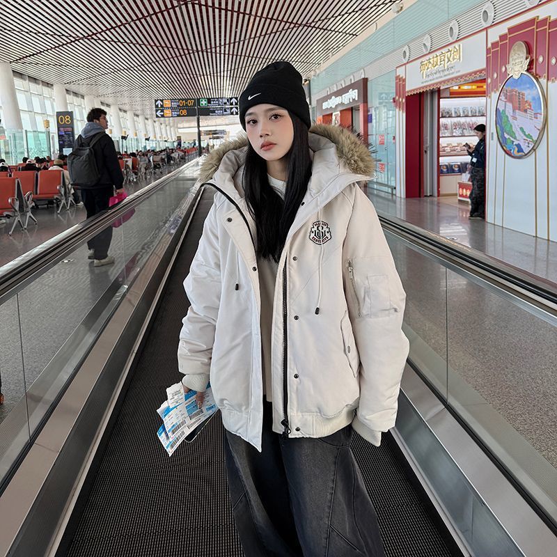 大毛领棉服女2025年冬季新款派克韩版宽松棉衣加厚保暖棉袄外套潮|undefined