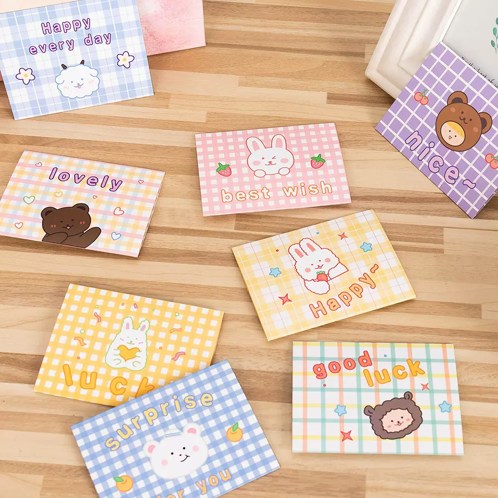 卡通可爱ins贺卡创意小熊学生信封祝福生日售后感谢信纸留言卡片