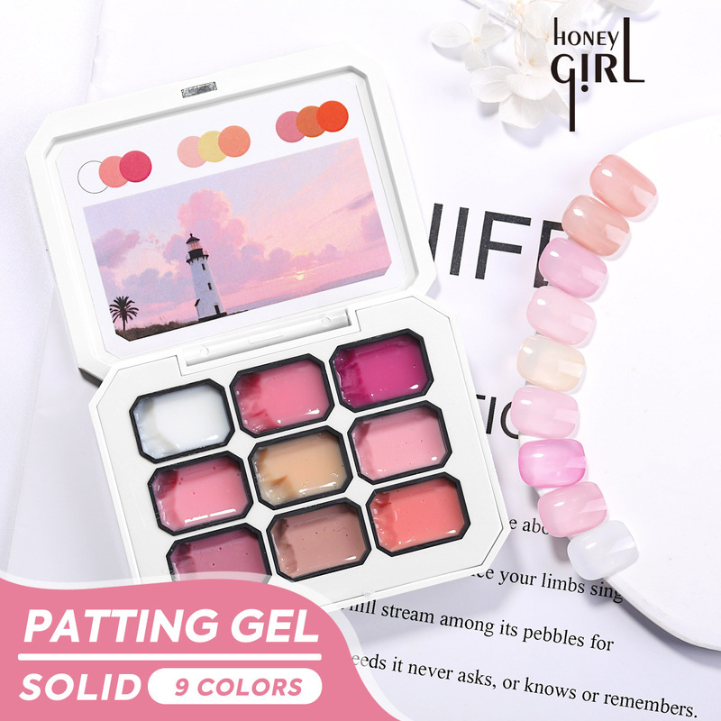 Pink Translucent Nine-Grid Pat Pat Glue Painted Glue Oil Painting Glue Gradient Smudged Nude Nail Polish Glue Nail Salon Exclusive Wholesale