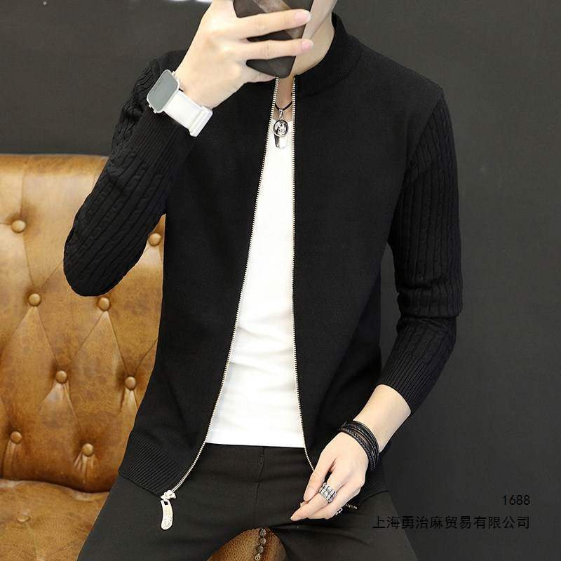 Spring and autumn men's jacket, Korean style slim-fit knitted cardigan, trendy thin autumn coat, men's casual stylish top Spring and autumn men's jacket, Korean style slim-fit knitted cardigan, trendy thin autumn coat, men's casual stylish top