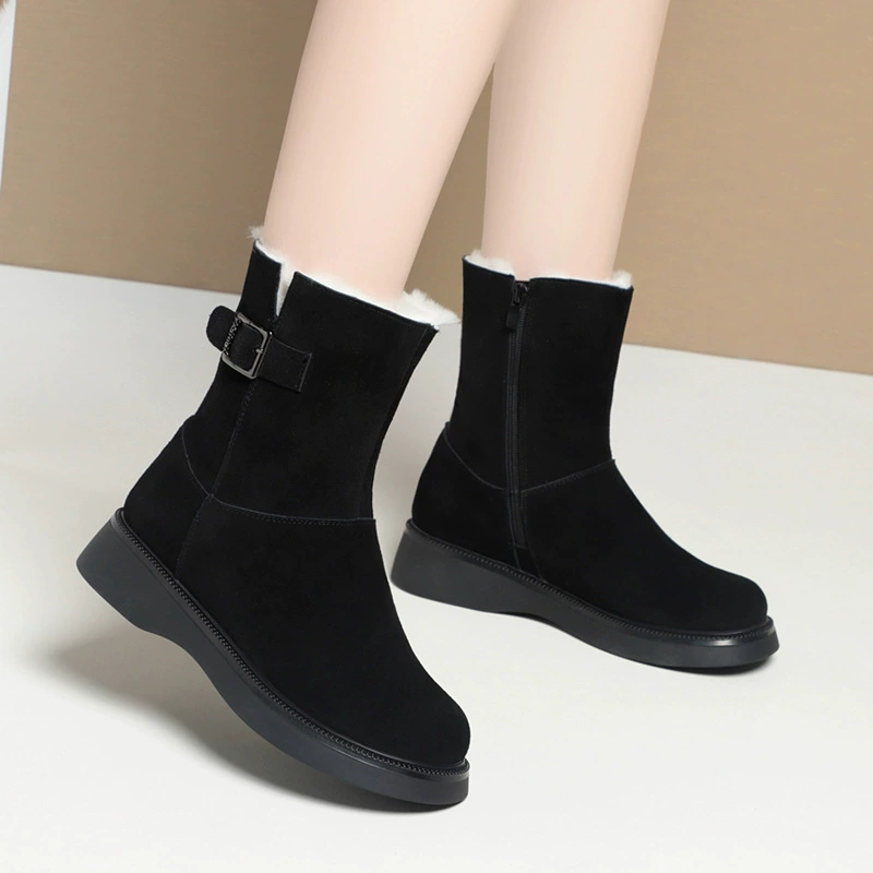 Winter matte keep warm boots, soft sole, mid-length
