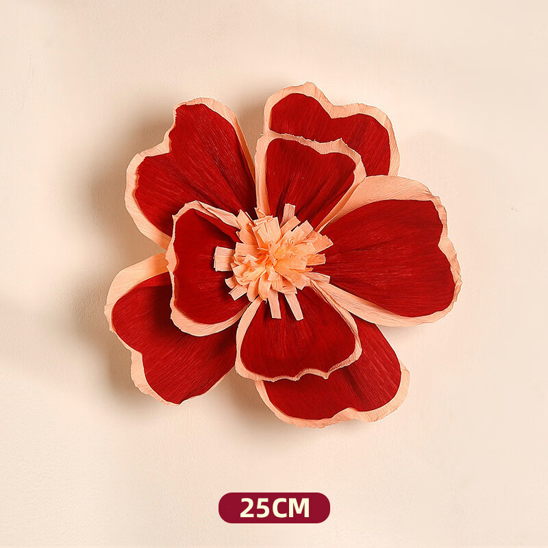 Flores arrugadas de doble capa - Rojo vino 25cm (con gancho)