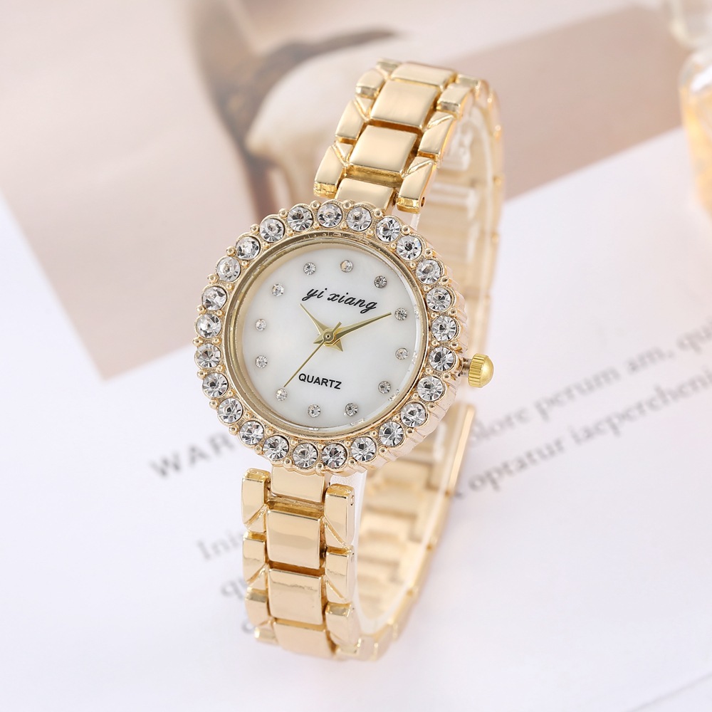 Comercio exterior nueva estudiante femenina estilo coreano simple diamante punto diamante femenino ins estilo universitario temperamento Internet celebridad correa de acero reloj femenino