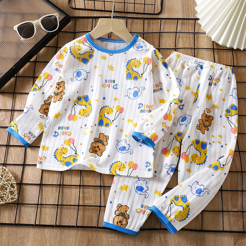 2026 New Children's Pure Cotton Home Wear Set, Summer Long-Sleeve Pajamas, Thin Air-Conditioning Clothing for Boys and Girls 2026 New Children's Pure Cotton Home Wear Set, Summer Long-Sleeve Pajamas, Thin Air-Conditioning Clothing for Boys and Girls