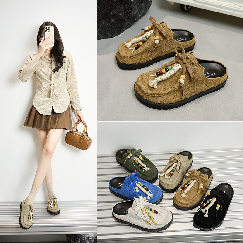 Cowhide version 2025 spring and autumn new European and American style kangaroo shoes Burken shoes women's retro casual shoes sports style bean shoes