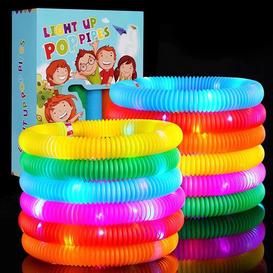 Cross-Border Flashing Corrugated Pipe Vent Decompression Luminous Telescopic Pipe Led Light Water Pipe Pop Tube Decompression Toy