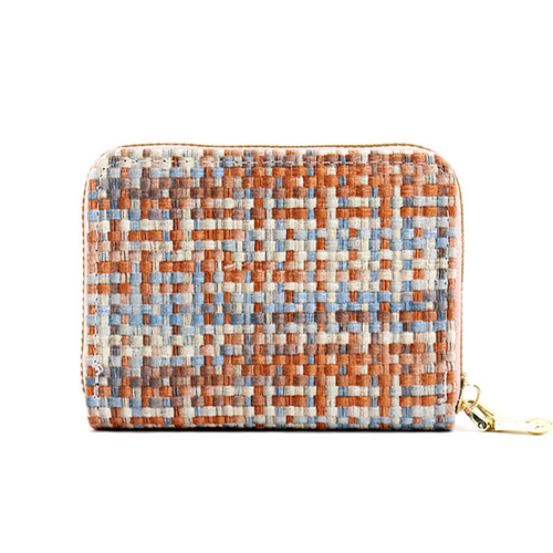 New woven pattern card holder for women, European and American fashion accordion card holder, coin purse, multiple card slots, large capacity card holder, credit card