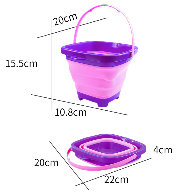 Barril de mano de castillo de playa plegable transfronterizo 2L bebé jugando en el agua arena goma suave retráctil cubo de silicona al por mayor