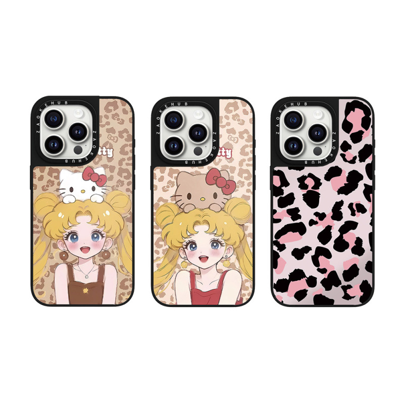 CASE豹纹美少女战士咖啡Kitty猫iPhone16ProMax苹果17镜面手机壳|undefined