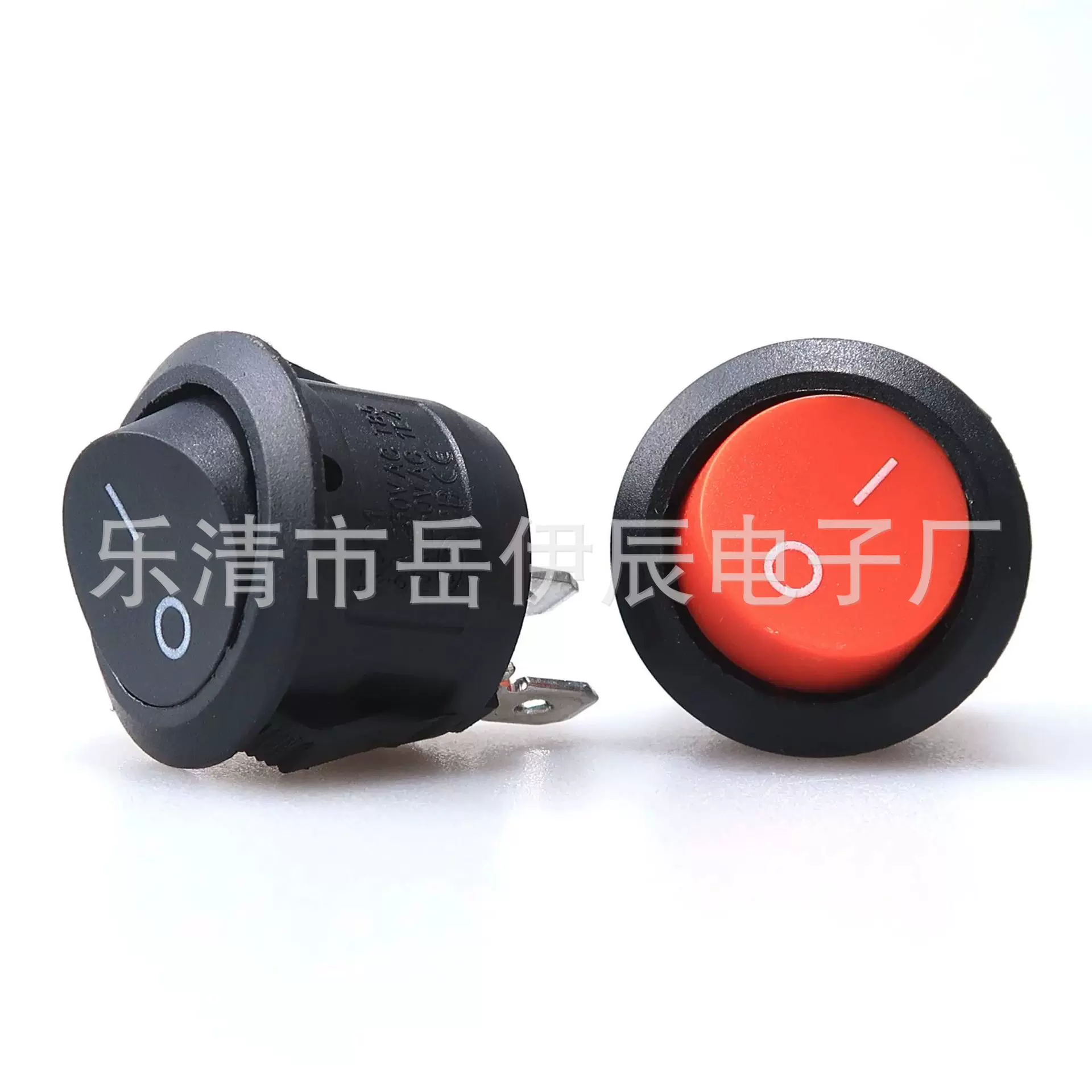 KCD1-105圆形船型开关二脚二档黑红铁脚铜脚开孔20MM