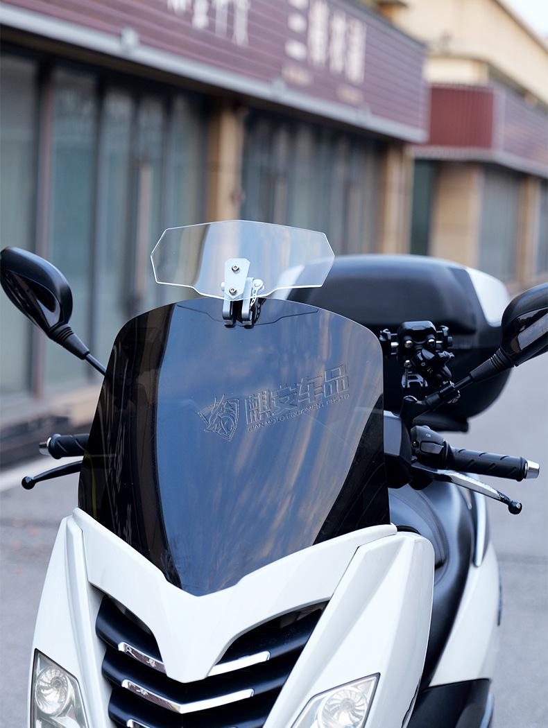 Universal Heightening Small Windshield Adjustable Front Windshield Glass Modified Windshield Motorcycle Windshield Wind and Rain Protection Sand
