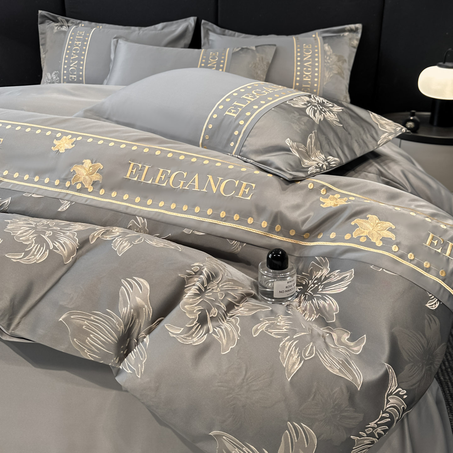 Parure de lit été en soie glacée lavable drap et housse_voghion.com