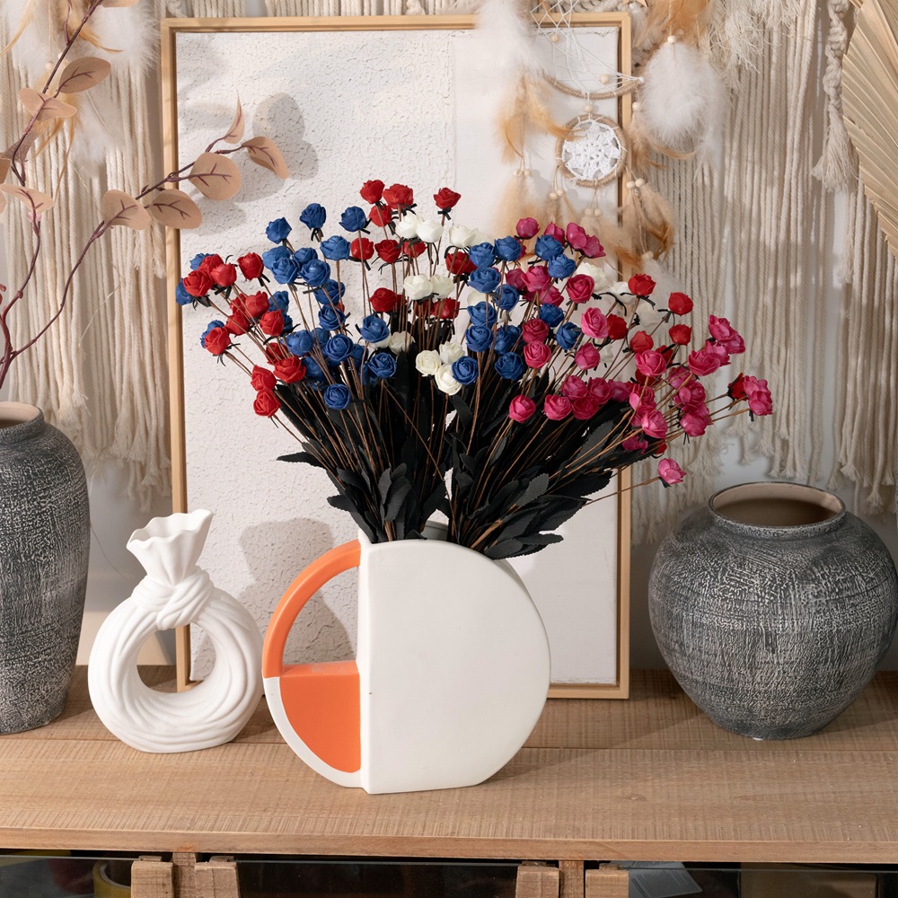 Cross-border foreign trade 15-head PE small rose foam artificial flowers wholesale fake flowers wedding home decoration MW09902