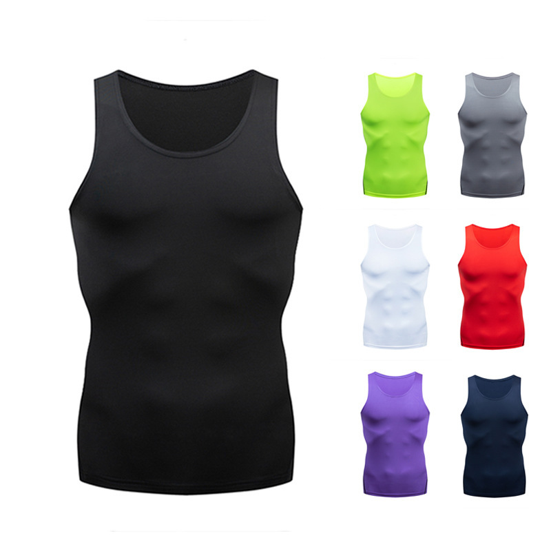 Men's Vest Sports Tights Quick-drying Sweat Compression Fitness Vest Solid Color Running Sports