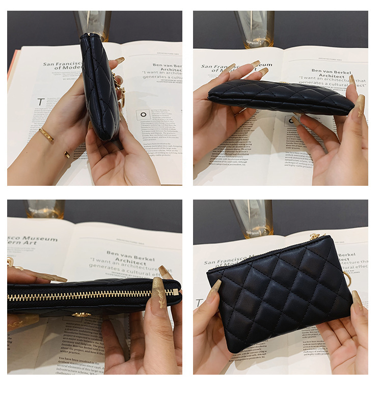 2023 kleine Brieftasche für Damen, kurzer Abschnitt, dünn, neuer Führerschein, Schlüsseltasche, Kartenhalter, Kamelie-Diamant-Reißverschluss, Münztasche_voghion.com