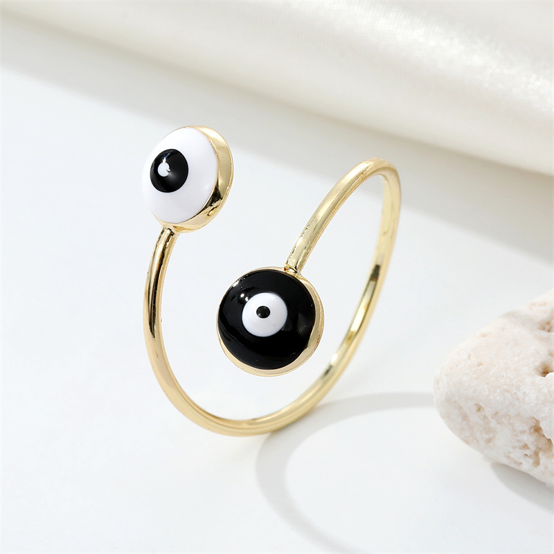 Ornament Trend Vintage Dripping Oil Color Devilu0027s Eye Ring Turkish Eye Europe and America Cross 