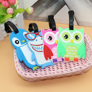 Animal PVC silicone drop Glue Creative three-dimensional luggage tag cartoon gift PVC silicone owl luggage tag wholesale