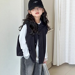 小红鱼女童马甲2025春秋新款儿童坎肩背心外穿马夹秋装连帽上衣潮