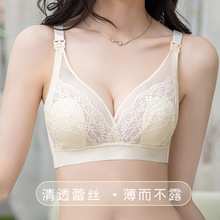 跨境夏季薄款孕妇文胸前开扣孕期无钢圈蕾丝母乳兔耳朵哺乳内衣