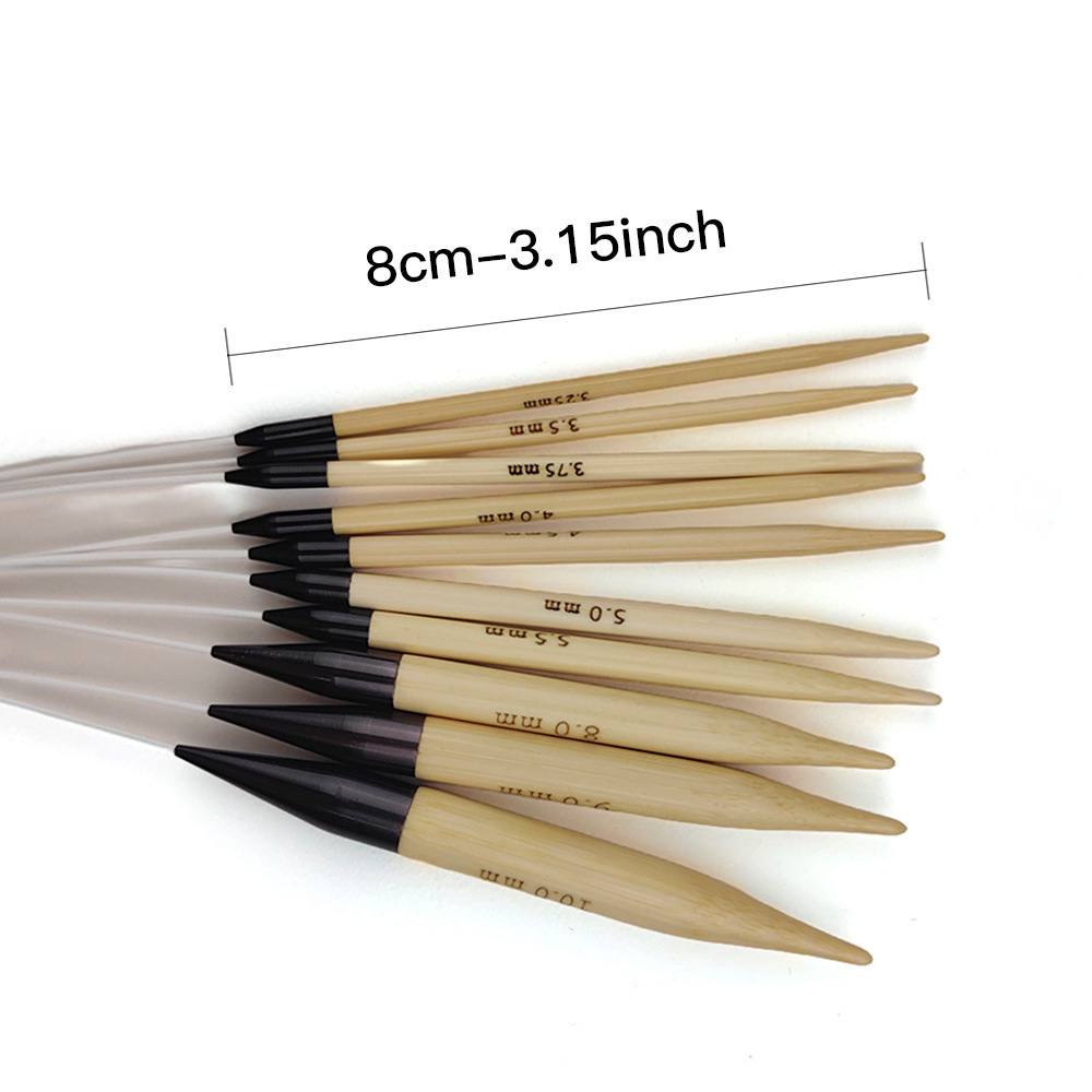 Herramientas de tejido transfronterizas Aguja de anillo de bambú Blanqueamiento 8CM Aguja de anillo de bambú de una pieza 80CM13 Pagar caja individual