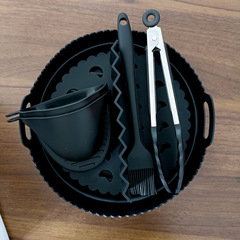 Air Fryer Foldable Best Selling Silicone Mat Baking Pan Oil Brush Food Tongs Storage Box Set, Factory Direct Supply