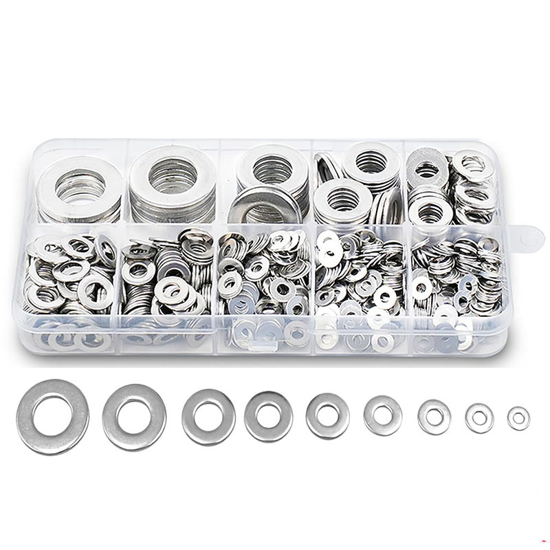 180/360/580/900PCS304不锈钢平垫盒装垫片垫圈M2-M12组合盒装