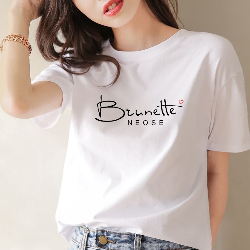 High-quality pure cotton white short-sleeve women's t-shirt, 2021 new summer loose fit tee, versatile ins top, trendy High-quality pure cotton white short-sleeve women's t-shirt, 2021 new summer loose fit tee, versatile ins top, trendy