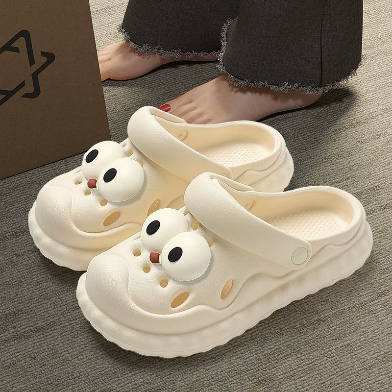 Женские летние пляжные шлепанцы Big-eye Croc Shoes 2025, новые, нескользящие, дезодорирующие, с закрытым носком