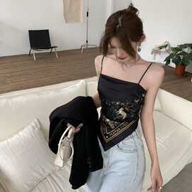 仅用于产品展示勿拍-疯批女画家ins风彷真丝方巾吊带女西装内搭抹