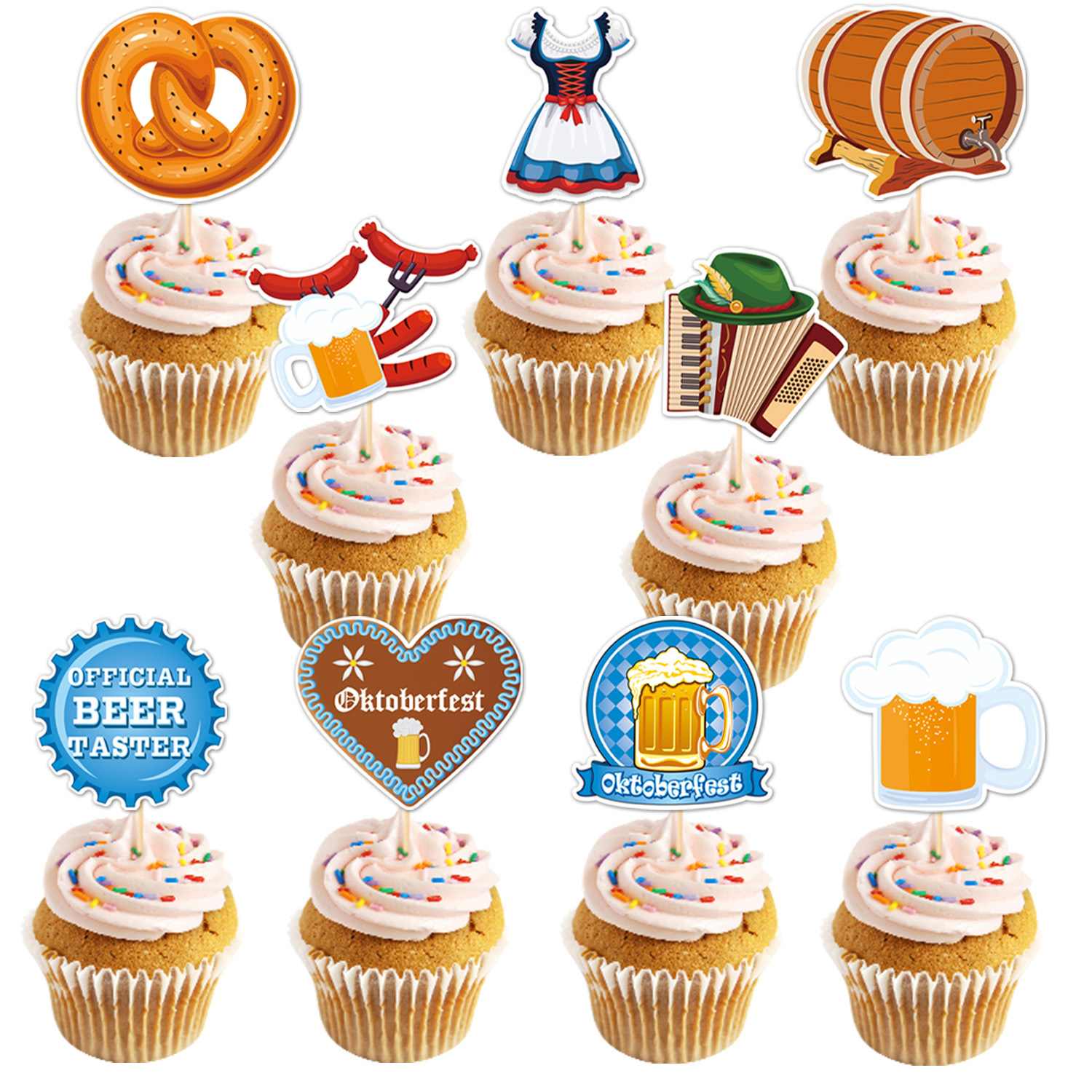 Transfronterizos Oktoberfest Decoración de pastel Plug-in Oktoberfest Dessert Decoración de pastel Plug-in