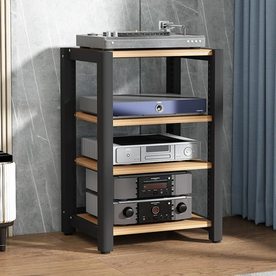 Electric car big tripod Equipment Cabinet Audio Rack - light-walnut-4-layers
