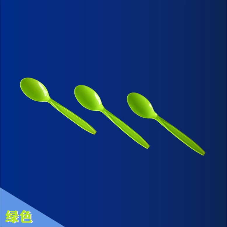 Plastic disposable multicoloured spoon, (Physicals), increased thickness
