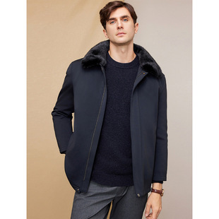 "Year-end gift" high-quality super large mink fur collar mink liner men's fur parka clothing rabbit fur sleeve length generation