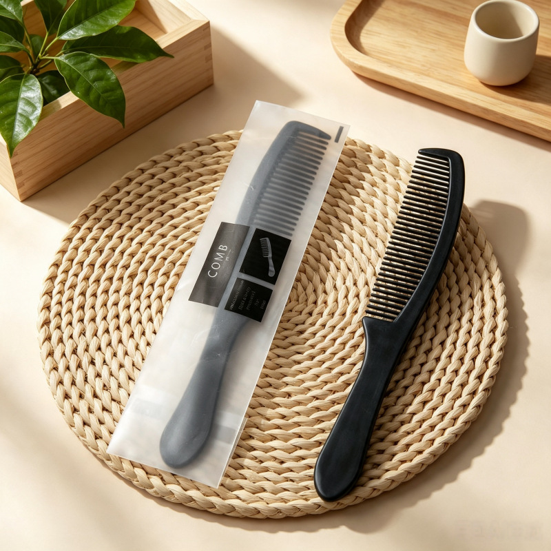 Hotel and Inn-Specific Disposable Comb and Toiletries Set, Two-Tone Long Plastic Comb for Guest Rooms