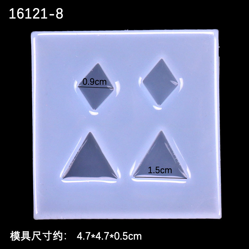 Espejo mini figura Linda silicona molde DIY Stud pendientes colgante epoxi estrella corona peces amor corazón cuadrado redondo