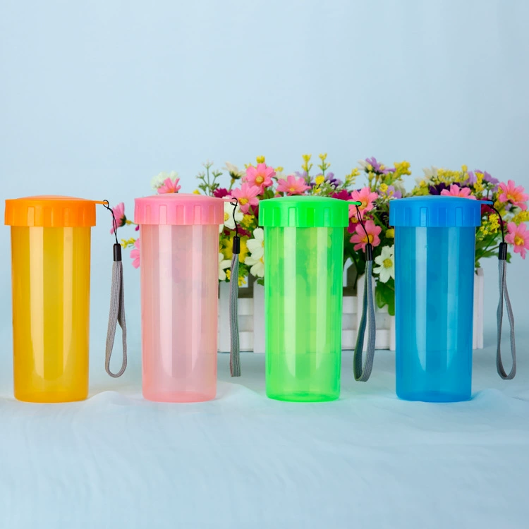 Поставка PP пластиковая чашка многоцветная чашка с печатной печатной веревкой прозрачная упаковка чашка производитель оптовая портативная чашка для воды