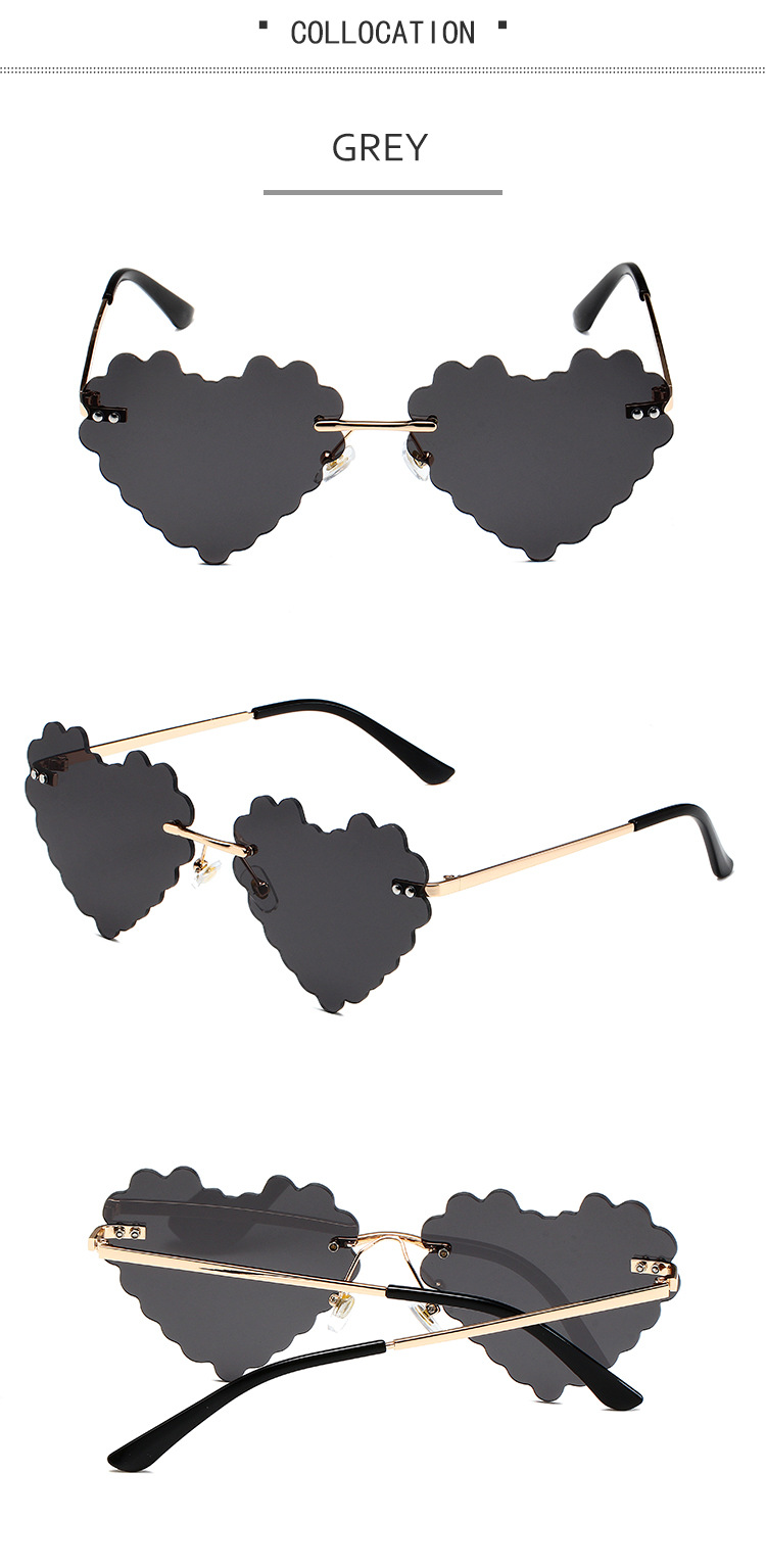 60g Weight Frameless Glasses Structure Sunglasses Classification PC, UV400 Protection, Tinted Lenses Lens Material Special-Shaped Mirror Glasses Style Outdoor, Travel, Beach Occasion Heart Shape Pattern All Seasons Season Women's Gender Novelty, Classic Style Style Novelty Classic Style Heart Shape PC UV400 Protection Tinted Lenses Special-Shaped Mirror Frameless Women's Sunglasses 6