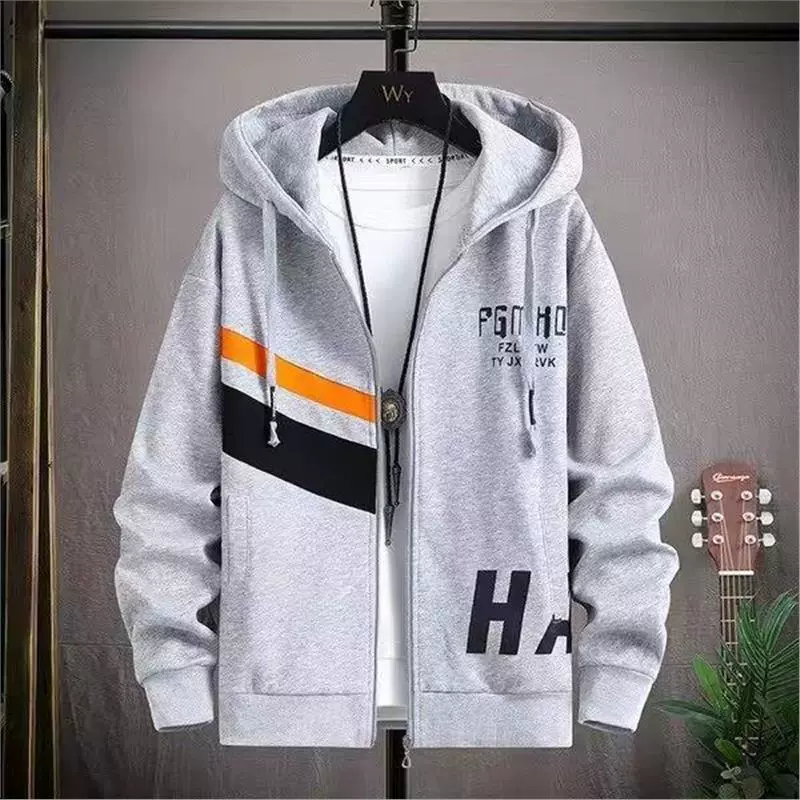 Прилив новый цвет с принтом, кардиган с капюшоном свитер мужской весенний и осенний корейский вариант свободного мужского пальто трансграничный мужской костюм