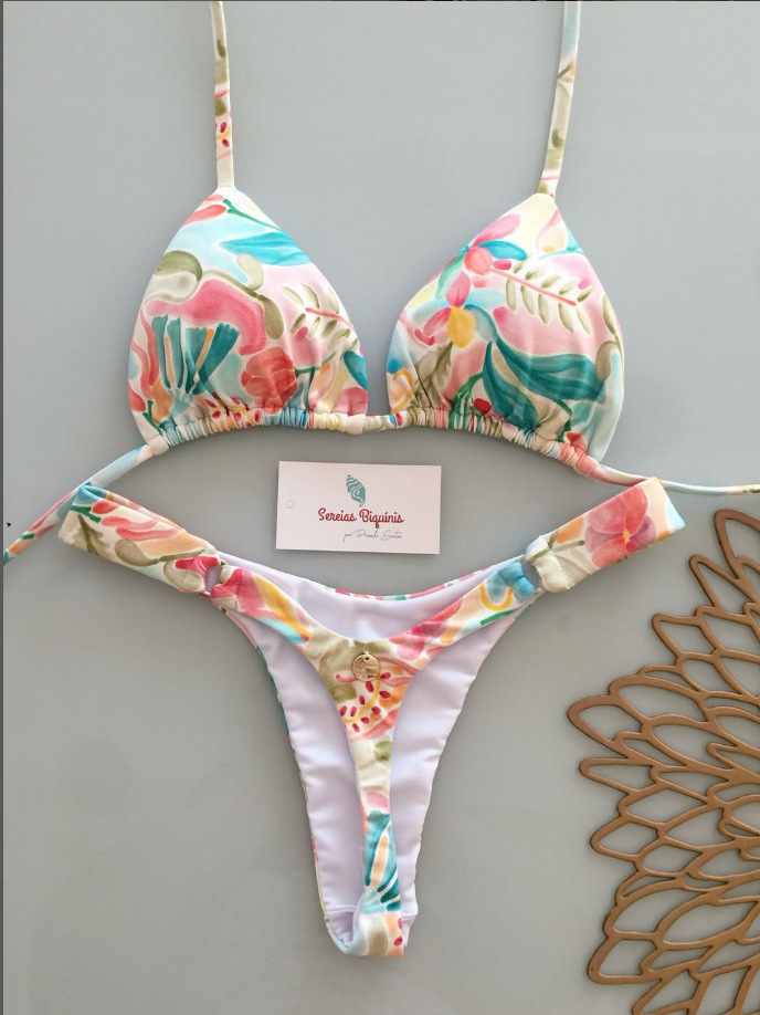 New 2025 Women's Fresh Floral Print Bikini Set Sexy Braided Rope Design European American Style Two Piece Swimsuit for Vacation_ecoleips.com