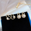 Earrings with bow from pearl, small design brand silver needle, silver 925 sample