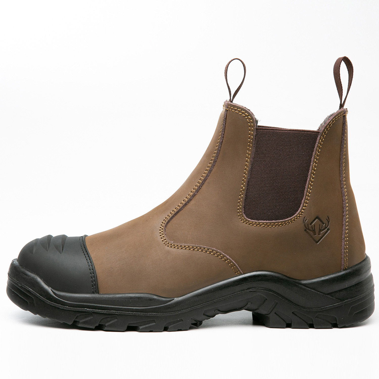 中筒切尔西小靴男士劳保鞋防砸防刺穿棕色牛巴款注射耐磨底劳保鞋